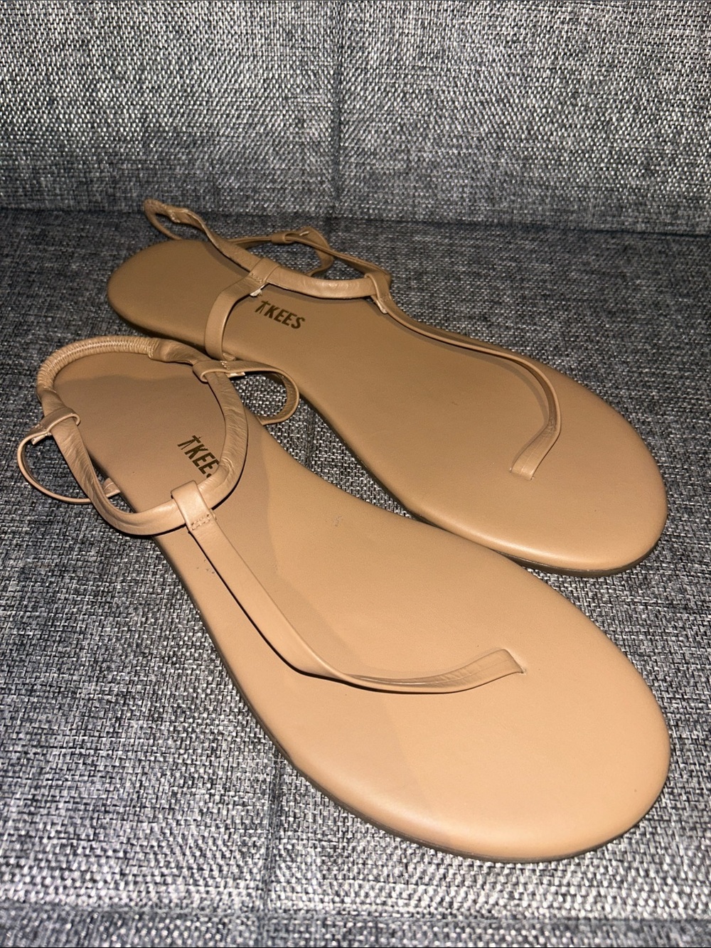 NEW - TKEES Smooth Nude T-Strap Leather Sandals